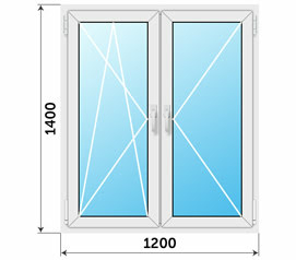 Двухстворчатое однокамерное окно 1200x1400