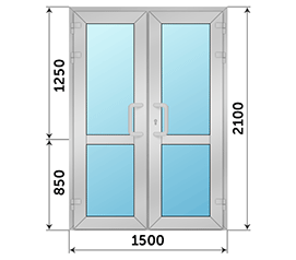 Двухстворчатая дверь остекленная Reynaers 1500x2100