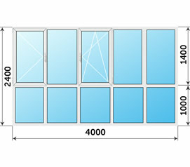 Окно Рехау 4000x2400 панорамное