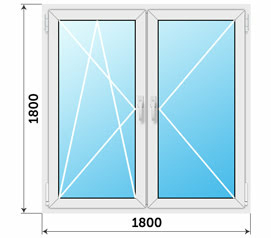 Окно из профиля Rehau 2 створки 1800x1800 1-камерное