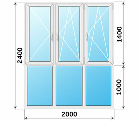 Окно Рехау панорамное 2000x2400