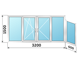 Окно на балкон Provedal 3800x1500 в доме I-515