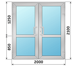 Двухстворчатая дверь остекленная Reynaers 2000x2100