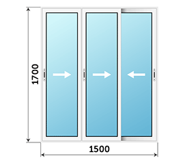 Трехстворчатое окно AGS 1500x1700