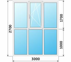 Панорамное окно Rehau 2200x2700