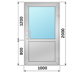 Одностворчатая дверь со стеклом AGS 78 C 1000x2000