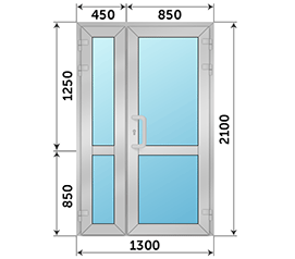 Полуторная дверь остекленная Reynaers 1300x2100