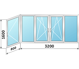 Балконное окно Provedal 4000x1600 в доме I-515
