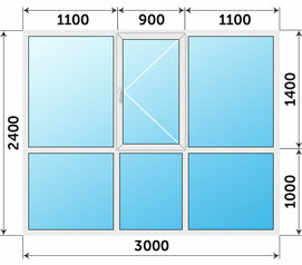 Панорамное остекление 3000x2400 Rehau