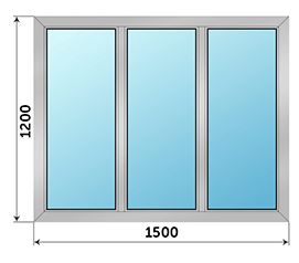 Трехстворчатое окно AGS 78 C 1500x1200