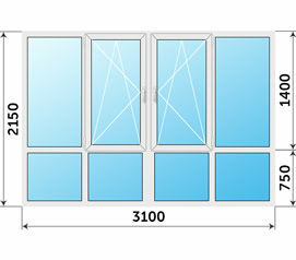 Панорамное окно 3100x2150 Рехау