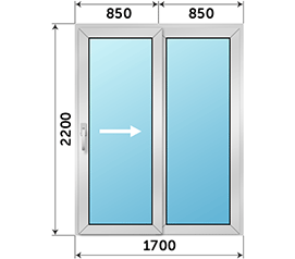Полуторная дверь остекленная Krauss 1700x2200