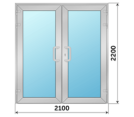 Двухстворчатая дверь остекленная AGS 78 C 2100x2200