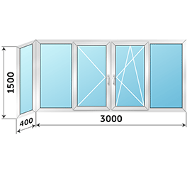 Окно на лоджию Provedal 3400x1500 в доме I-515