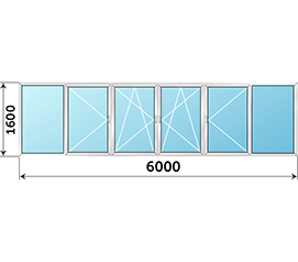 Окно на балкон Provedal 6000x1600 в доме I-515
