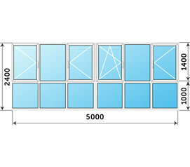 Окно Рехау панорамное 6000x2400
