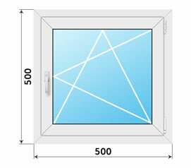 Окно одна камера поворотно-откидное 500x500 Рехау