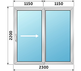 Полуторная дверь остекленная Alumil 2300x2200