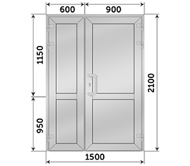 Полуторная дверь глухая Reynaers 1500x2100