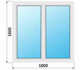 Двухстворчатое 1 камерное окно Рехау 1000x1000