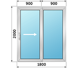 Полуторная дверь остекленная Alumil 1800x2000